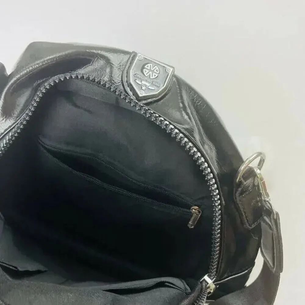 Multifunctional PU Leather Small Backpack - Black & Silver